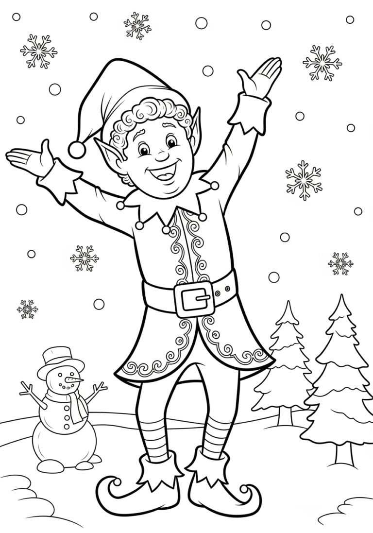 buddy the elf coloring page - festive printable fun